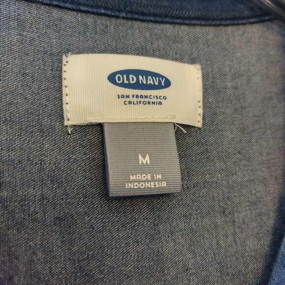 Old Navy Chambray Tunic Shift Dress Women's M Denim Indigo Relaxed Boho Rustic - Picture 4 of 5